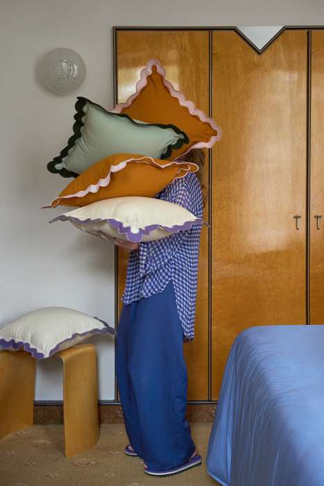 Чехол на подушку с контрастным кантом сиреневого цвета из коллекции trendy ruffles, 40х40 см Tkano TK25-CC0001