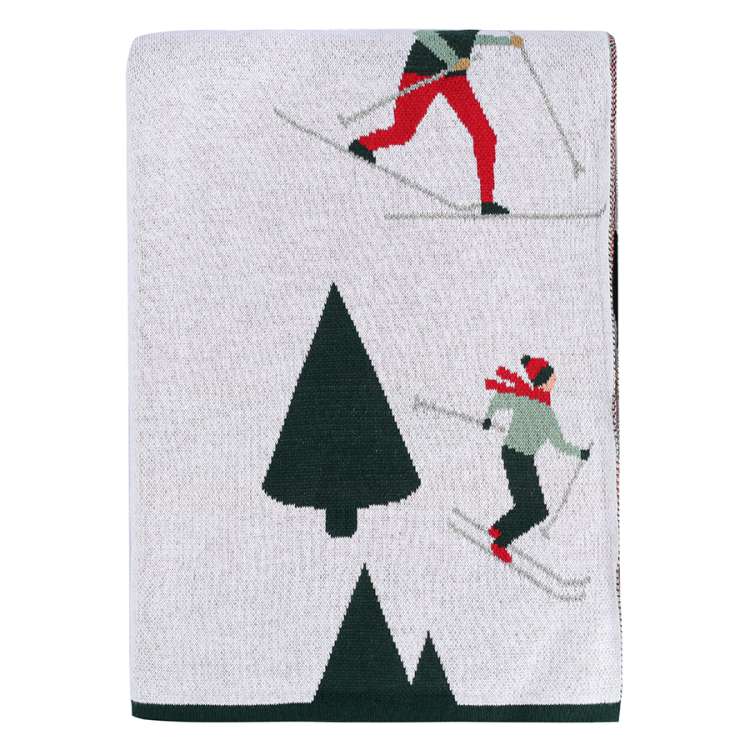 Плед из хлопка с новогодним рисунком let's ski из коллекции new year essential, 130x180 см Tkano TK25-TH0004