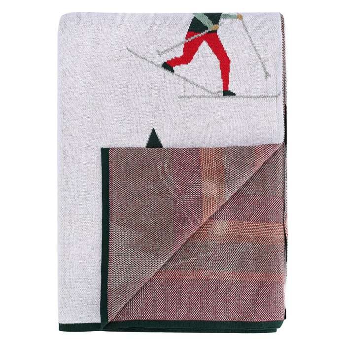 Плед из хлопка с новогодним рисунком let's ski из коллекции new year essential, 130x180 см Tkano TK25-TH0004