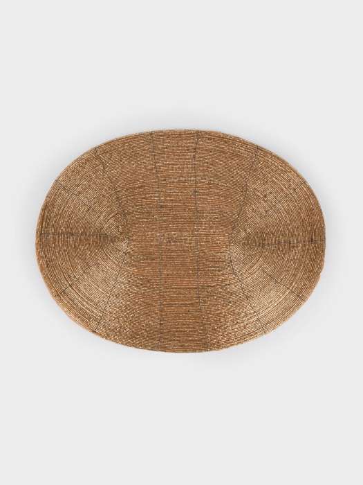 Салфетка под приборы, 31х41 см, бисер, овальная, шампань, Bijou ANNA LAFARG ANLAF-PT-03