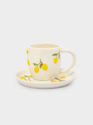 Пара чайная, 1 перс, 2 пр, 300 мл, фарфор P, молочная, Лимоны, Limoncello ANNA LAFARG ANLAF-ARJ-290525-4