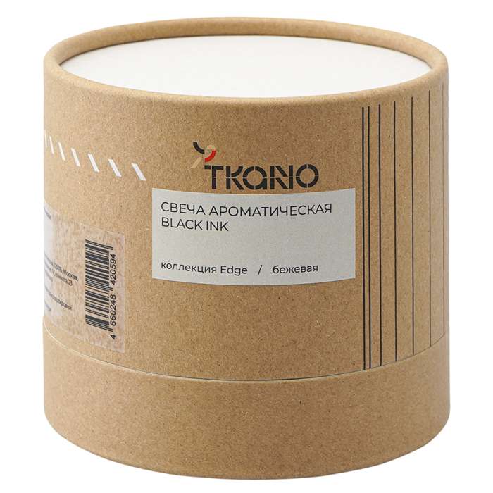 Свеча ароматическая с деревянным фитилём black ink из коллекции edge, бежевый, 60 ч Tkano TK23-ARO0055