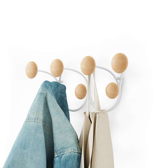 Вешалка настенная dotsy, белая/натуральное дерево UMBRA 1018114-668