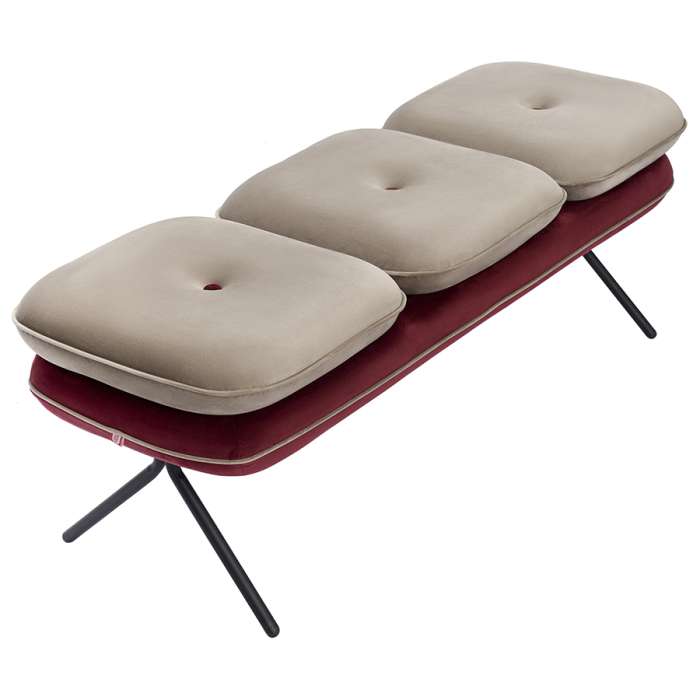 Банкетка pea, велюр, бежевая/бордовая Bergenson Bjorn BB0000155