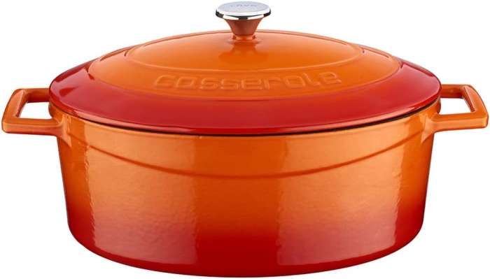 Литая чугунная утятница с крышкой оранжевая 23x29см, 4,7л LAVA LV O TC 29 K1 O