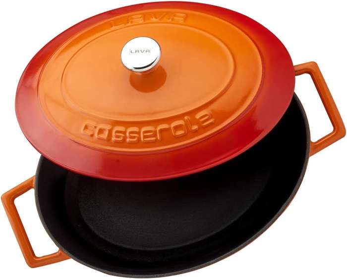 Литая чугунная утятница с крышкой оранжевая 23x29см, 4,7л LAVA LV O TC 29 K1 O