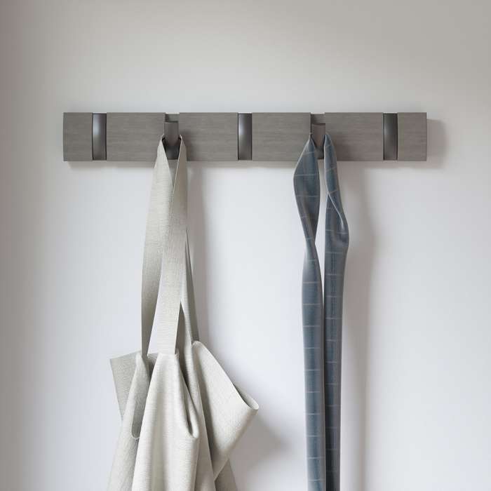 Вешалка настенная flip, 5 крючков, серая UMBRA 318850-1045
