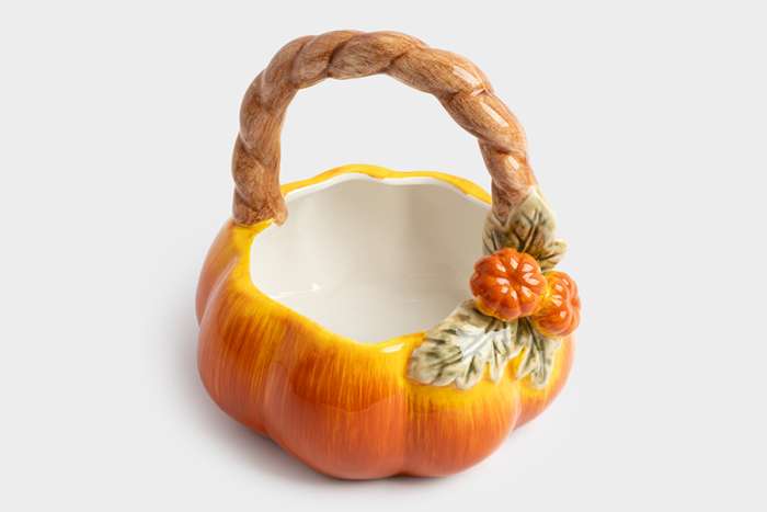 Конфетница, 21х21 см, керамика, оранжево-зеленая, Тыква, Bright pumpkin ANNA LAFARG ANLAF-FDWS-031224-12