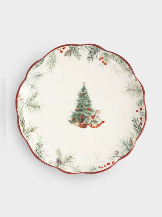 Тарелка закусочная, 20 см, керамика, белая, Лошадка у елки, Festival ANNA LAFARG ANLAF-FDH-0303-4