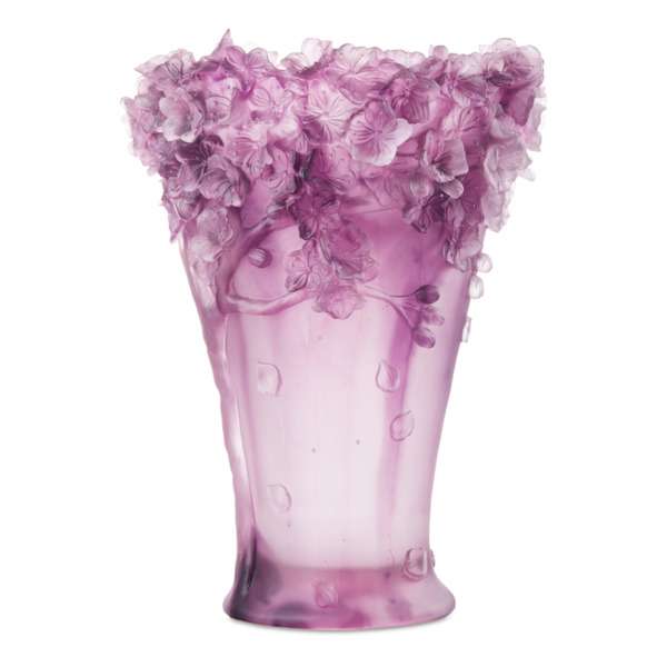 Ваза Decor de table Сакура 30 см, хрусталь, пурпурная, п/к
