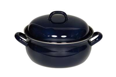 Кастрюля сферическая с эмалированной крышкой, 16 см, 1.0 л, синий, BLAU RIESS 0535-021