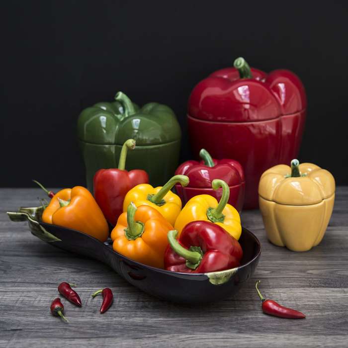 Емкость с крышкой "Перец" 22см (зеленый)	 BORDALLO PINHEIRO BOR65018645