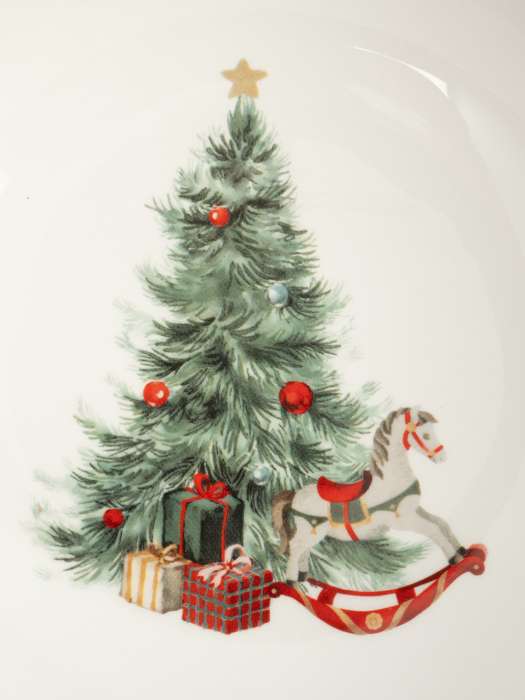 Салатник, 20х8 см, 1,2 л, керамика, зеленый, Лошадка у елки, Festival ANNA LAFARG ANLAF-FDH-0303-5