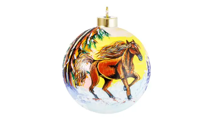 Игрушка елочная Шар Конь быстрый 10 см, стекло, п/к Décor de Table КУ-100-254029/п/00-00000251