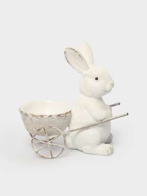 Подставка для яйца, 12 см, полирезин, молочная, Кролик с тележкой, Easter ANNA LAFARG ANLAF-CQCAZ3