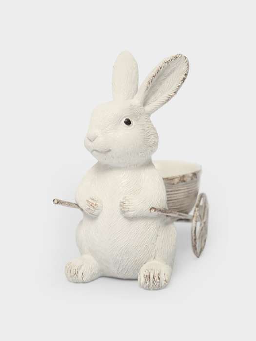 Подставка для яйца, 12 см, полирезин, молочная, Кролик с тележкой, Easter ANNA LAFARG ANLAF-CQCAZ3