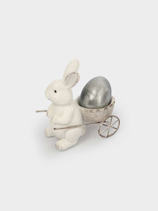 Подставка для яйца, 12 см, полирезин, молочная, Кролик с тележкой, Easter ANNA LAFARG ANLAF-CQCAZ3