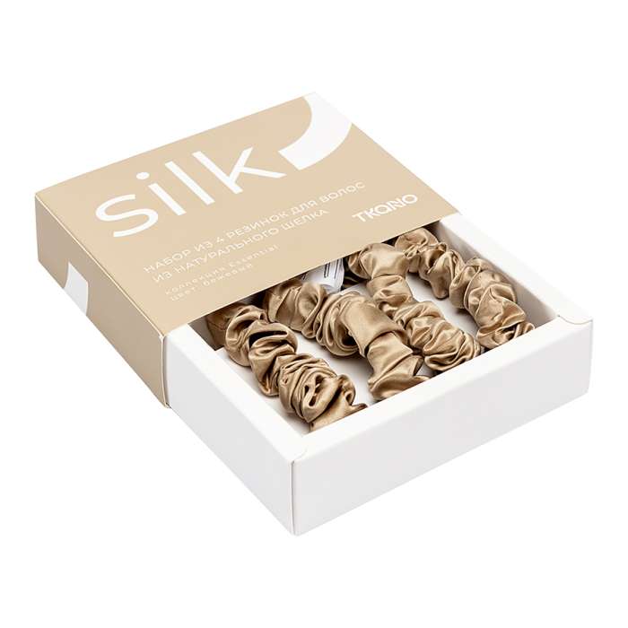 Набор из 4 шелковых резинок для волос бежевого цвета из коллекции essential Tkano TK24-HTS0004