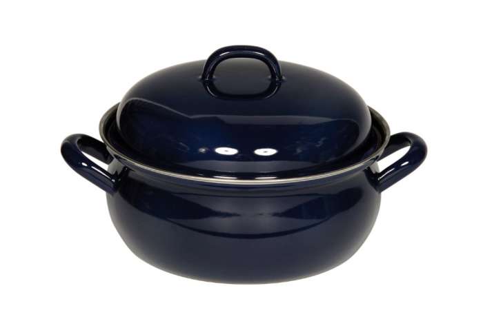 Кастрюля сферическая с эмалированной крышкой, 14 см, 0.75 л, синий, BLAU RIESS 0534-021