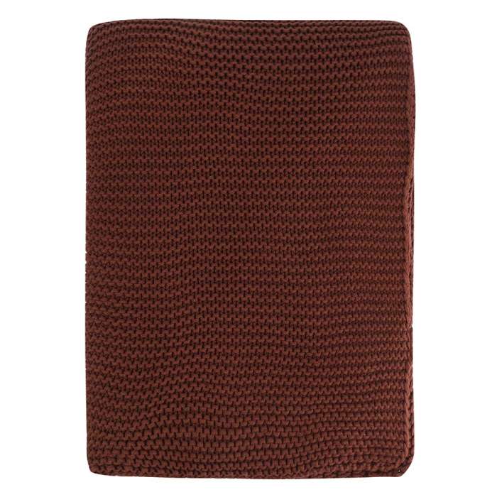 Плед из хлопка жемчужной вязки коричневого цвета из коллекции essential, 130x180 см Tkano TK25-TH0008