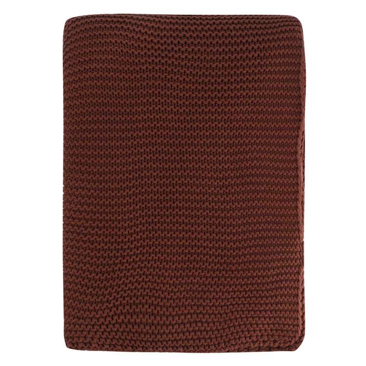 Плед из хлопка жемчужной вязки коричневого цвета из коллекции essential, 130x180 см Tkano TK25-TH0008