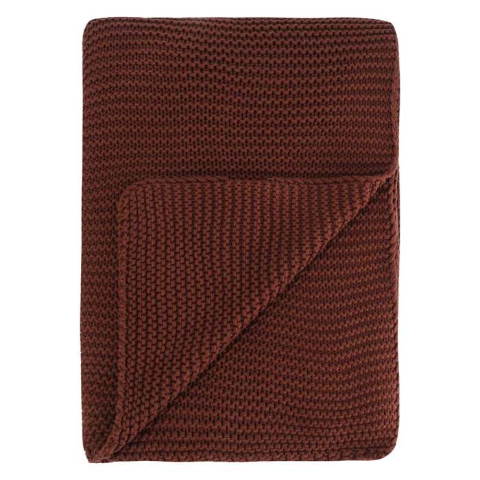 Плед из хлопка жемчужной вязки коричневого цвета из коллекции essential, 130x180 см Tkano TK25-TH0008