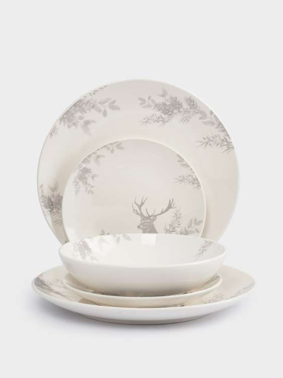 Сервиз обеденный, 6 перс, 18 пр, керамика, Олень и шишки, Maral grey ANNA LAFARG ANLAF-SDH1327