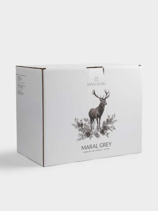 Сервиз обеденный, 6 перс, 18 пр, керамика, Олень и шишки, Maral grey ANNA LAFARG ANLAF-SDH1327