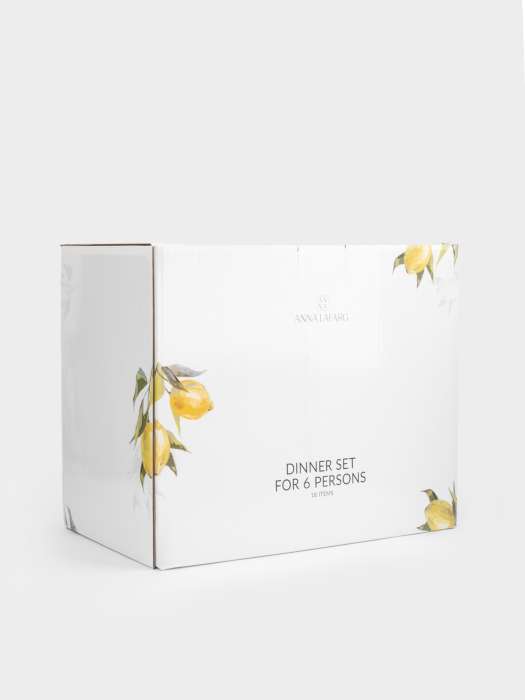 Сервиз обеденный, 6 перс, 18 пр, фарфор P, белый, Лимоны, Palermo ANNA LAFARG ANLAF-MEIBO-040625-1