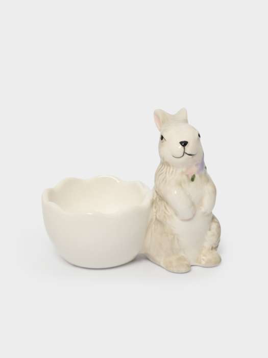 Подставка для яйца, 8 см, керамика, серая, Кролик с цветами, Brown Rabbit ANNA LAFARG ANLAF-XIA-140825-2