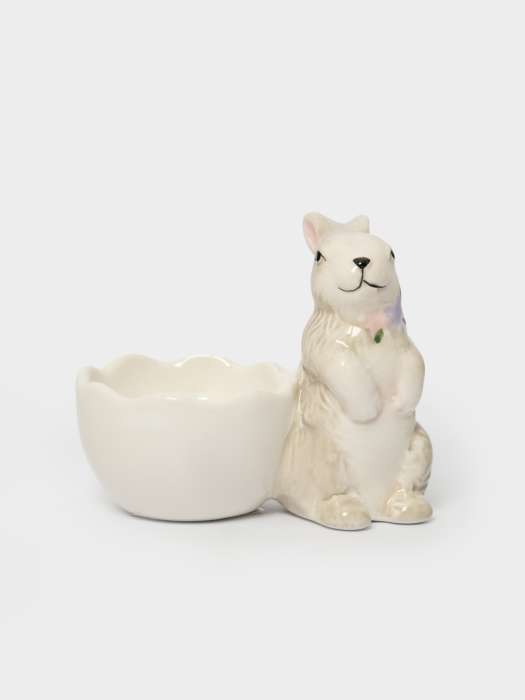 Подставка для яйца, 8 см, керамика, серая, Кролик с цветами, Brown Rabbit ANNA LAFARG ANLAF-XIA-140825-2