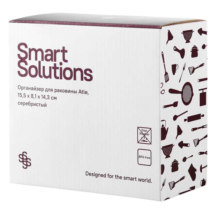 Органайзер для раковины atle, 15,5х8х14,8 см, серебристый Smart Solutions HF-ATL-ORG-ABSPC-CHR