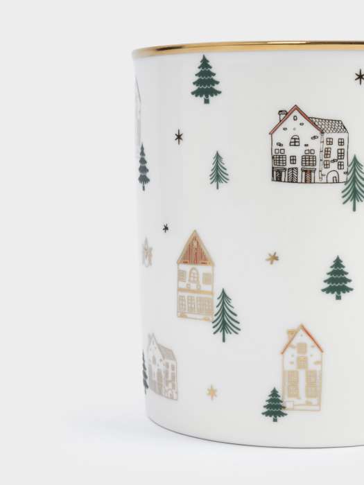 Кружка, 300 мл, фарфор N, бело-золотистая, Домики и ели, Townlet ANNA LAFARG ANLAF-EL2401-4