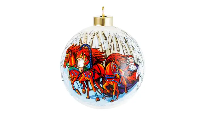 Игрушка елочная Шар Новогодняя тройка 10 см, стекло, п/к Décor de Table КУ-100-254125/п/00-00000251