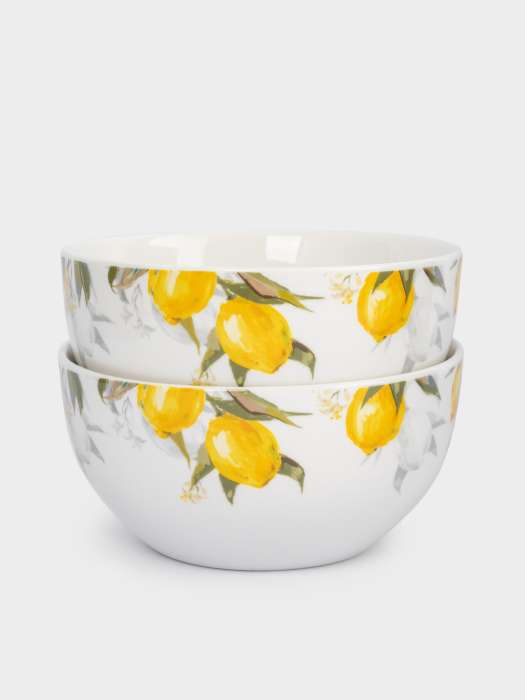 Салатник, 14x8 см, 620 мл, 2 шт, фарфор P, белый, Лимоны, Palermo ANNA LAFARG ANLAF-MEIBO-040625-2