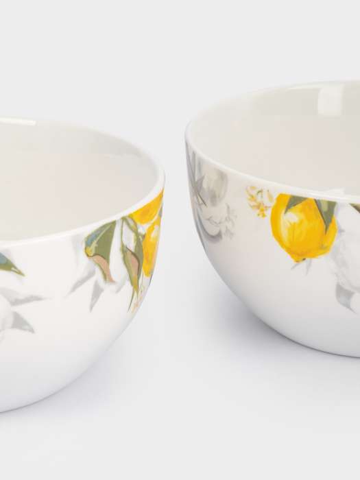 Салатник, 14x8 см, 620 мл, 2 шт, фарфор P, белый, Лимоны, Palermo ANNA LAFARG ANLAF-MEIBO-040625-2