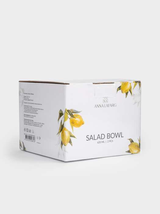 Салатник, 14x8 см, 620 мл, 2 шт, фарфор P, белый, Лимоны, Palermo ANNA LAFARG ANLAF-MEIBO-040625-2