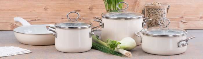 Кастрюля коническая с стеклянной крышкой 6,5 л  кремовый AVORIO RIESS 0705-011