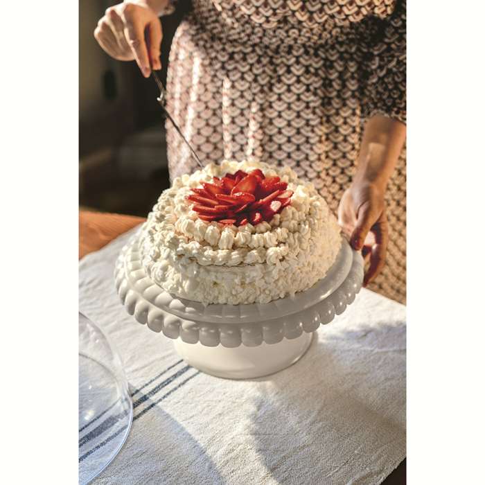 Блюдо для торта с крышкой Tiffany, Ø30 см, акрил, молочно-белое GUZZINI 199401156